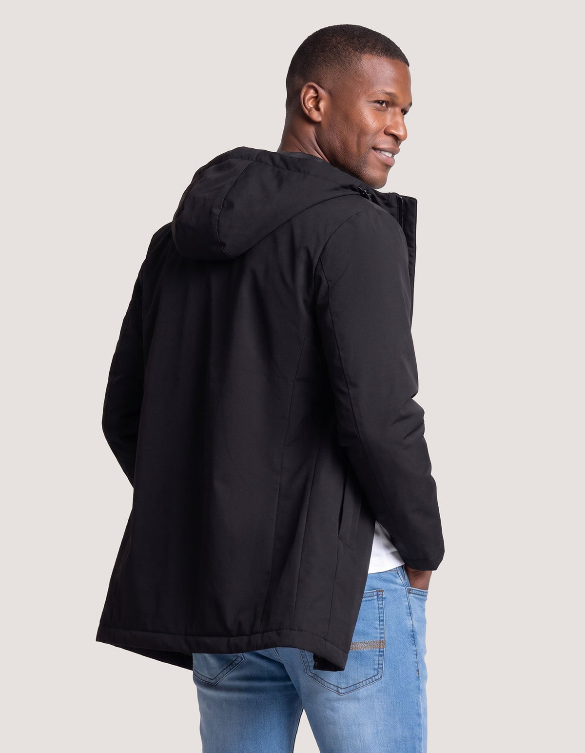 Black Longline Windbreaker Jacket