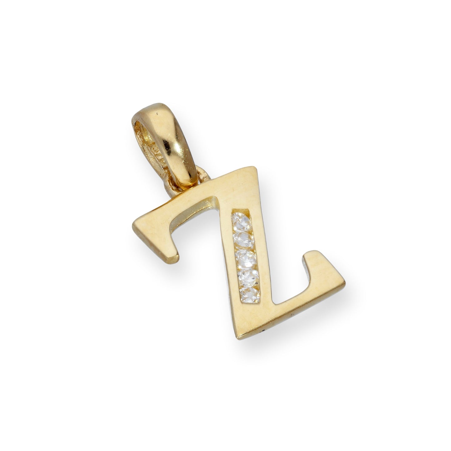 9ct Gold & Clear CZ Crystal Hanging Alphabet Letter Charm A-Z