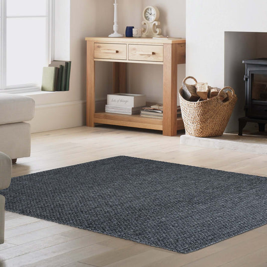Solid Design Low Pile Eco Charcoal Rug