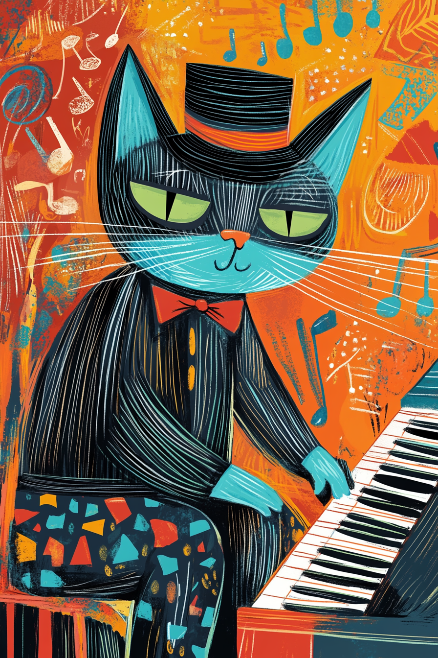 Jazz Cat Harmony Canvas
