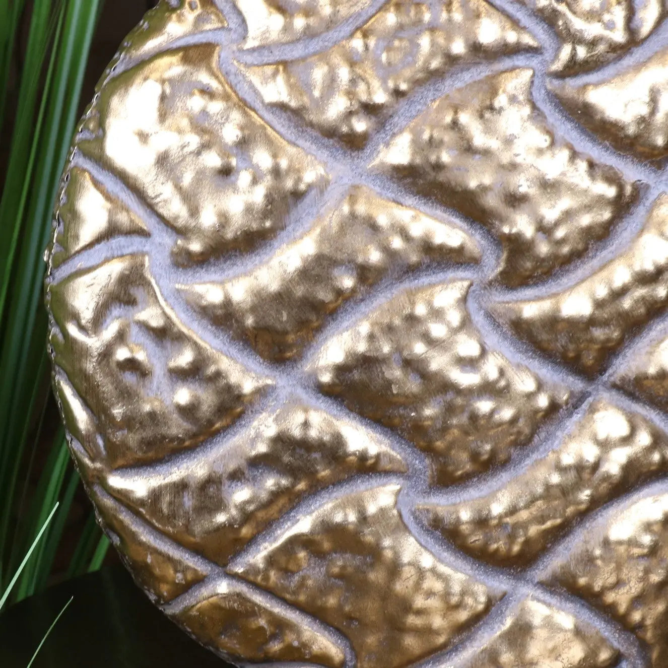 Jora Gold Oval Vase Embossed Metal