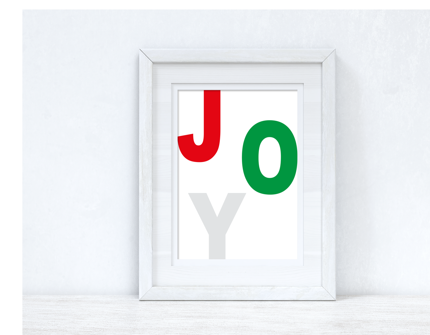 Joy Red Green Silver Winter Christmas Seasonal Wall Home Decor Print