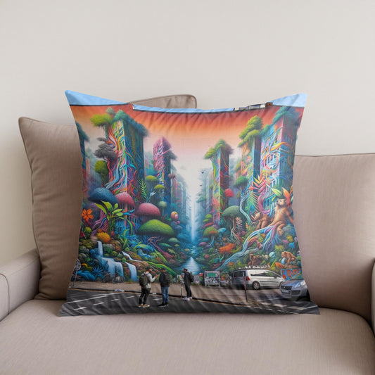 Jungle Mural Dialogue Cotton Cushion