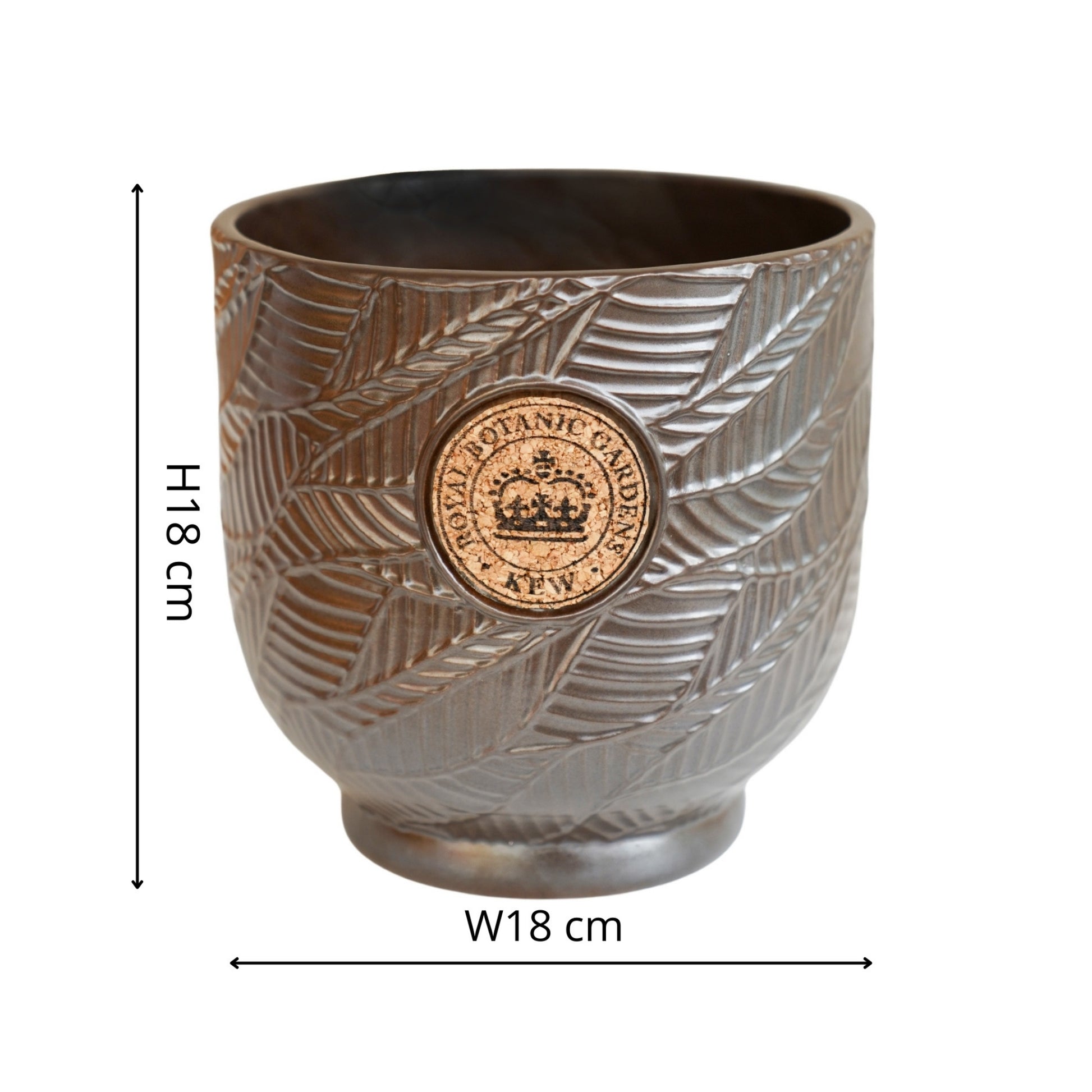 TheFoalyard Ivyline Kew Royal Botanic Gardens Leaf Embossed Charcoal Cork Planter