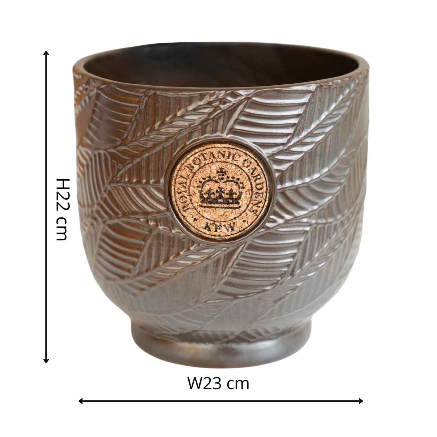 TheFoalyard Ivyline Kew Royal Botanic Gardens Leaf Embossed Charcoal Cork Planter