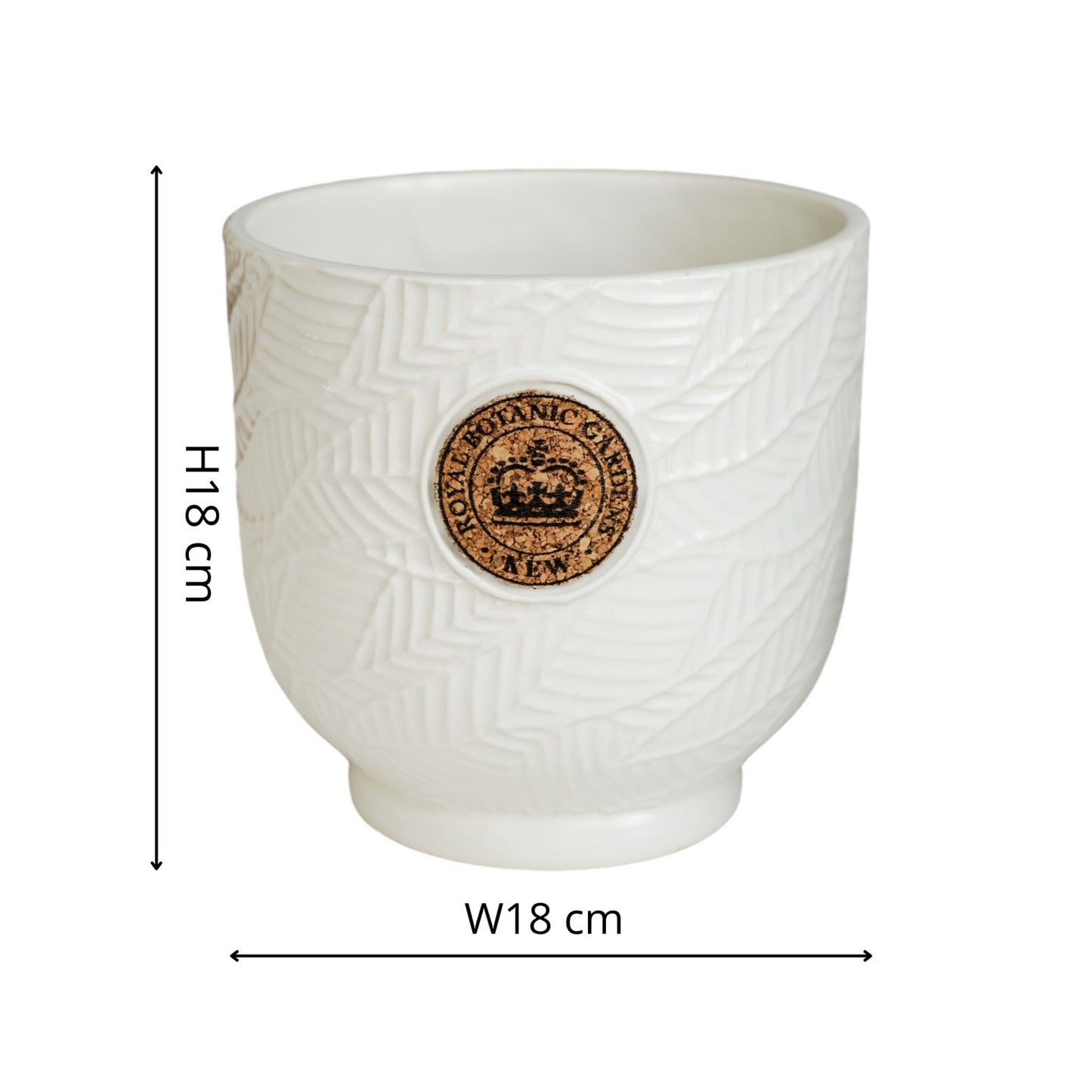 TheFoalyard Ivyline Kew Royal Botanic Gardens Leaf Embossed Ivory Cork Planter