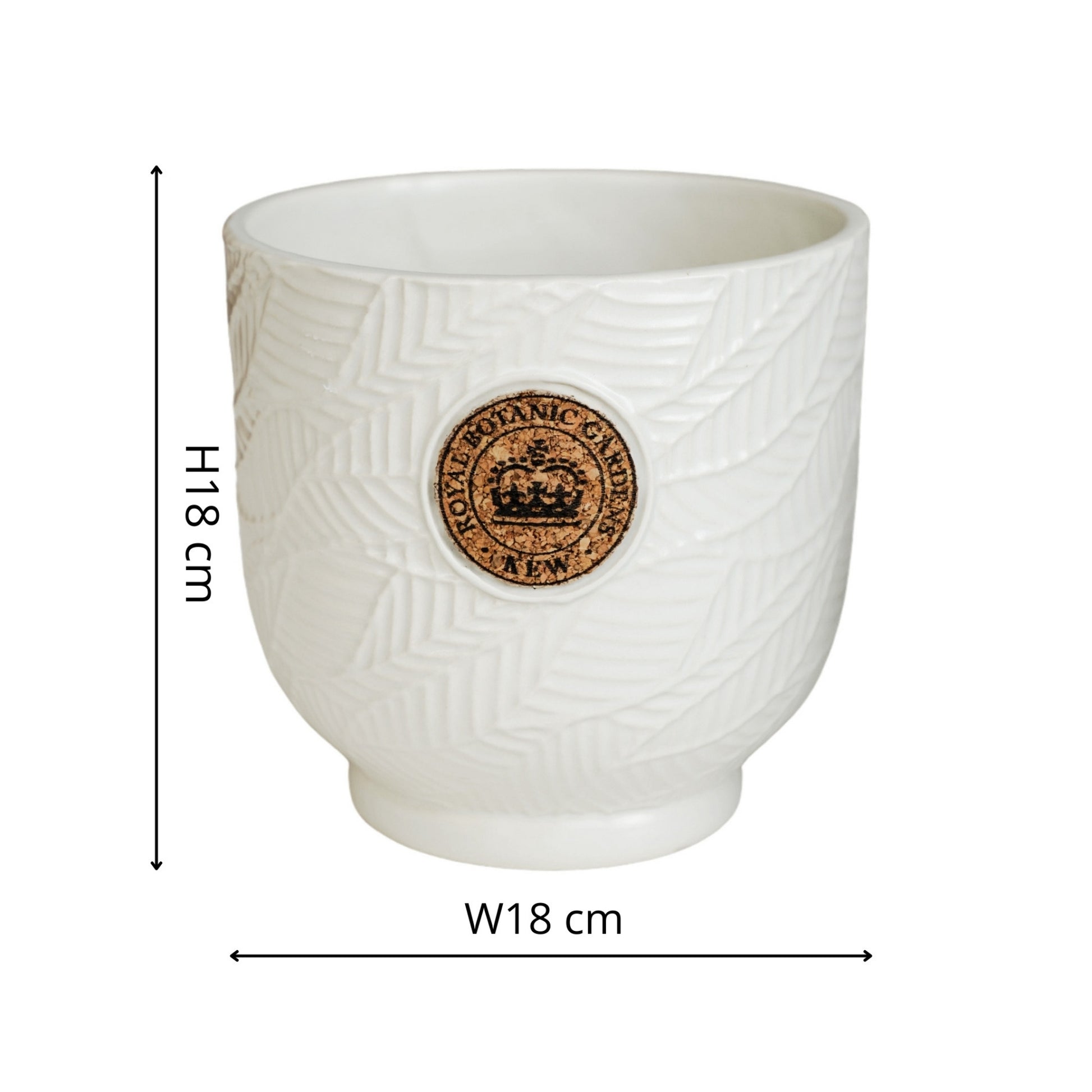 TheFoalyard Ivyline Kew Royal Botanic Gardens Leaf Embossed Ivory Cork Planter