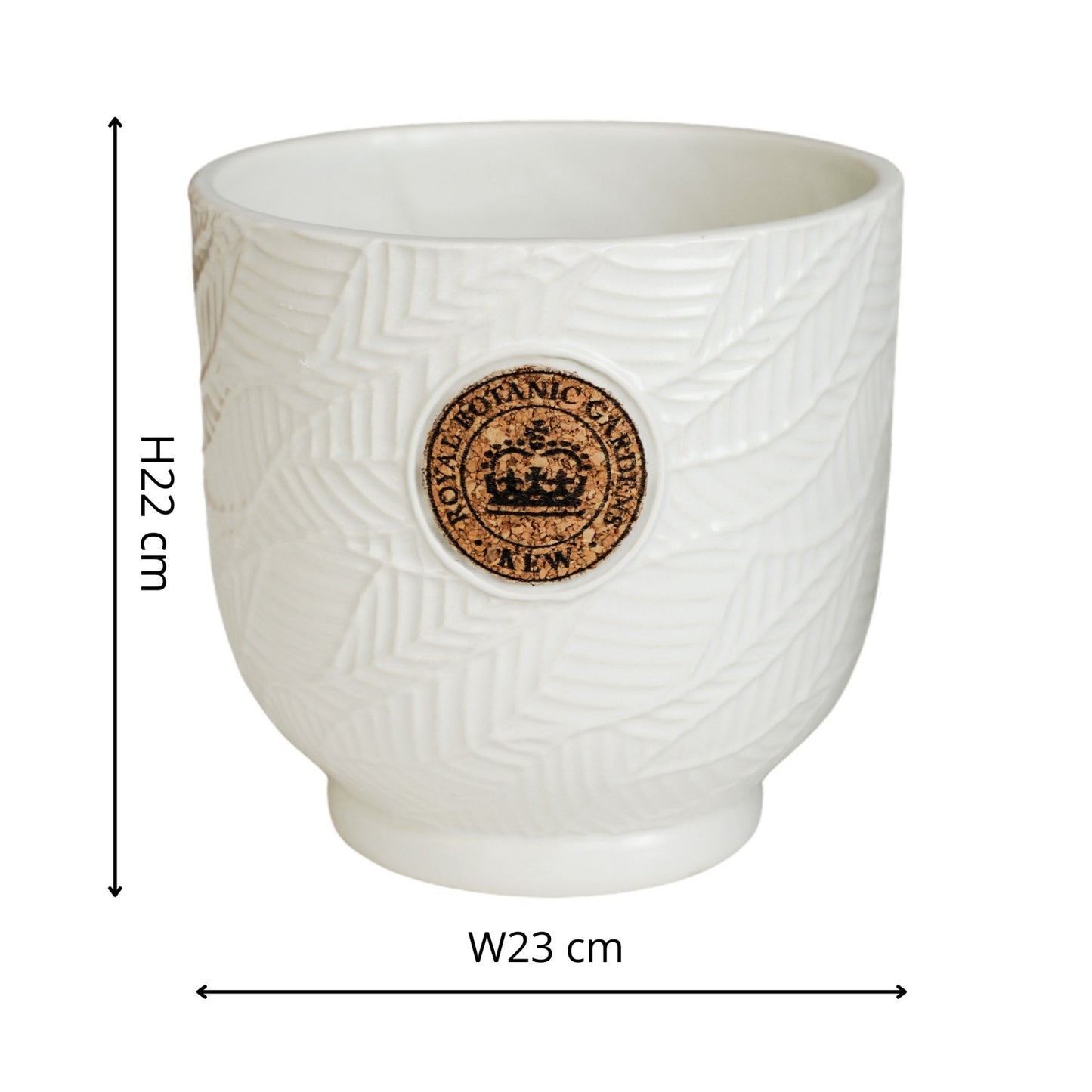 TheFoalyard Ivyline Kew Royal Botanic Gardens Leaf Embossed Ivory Cork Planter