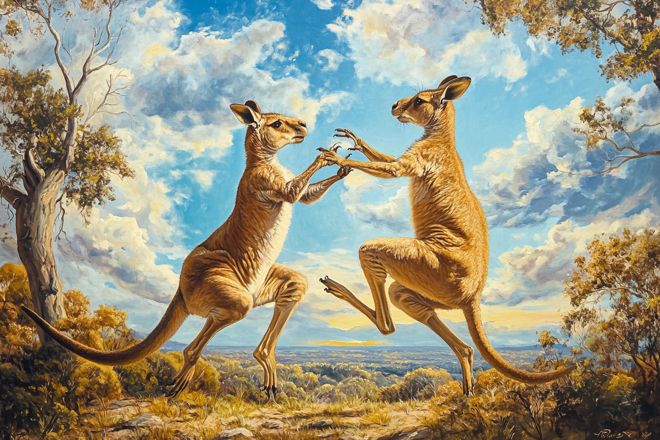 Kangaroo Sparring Canvas