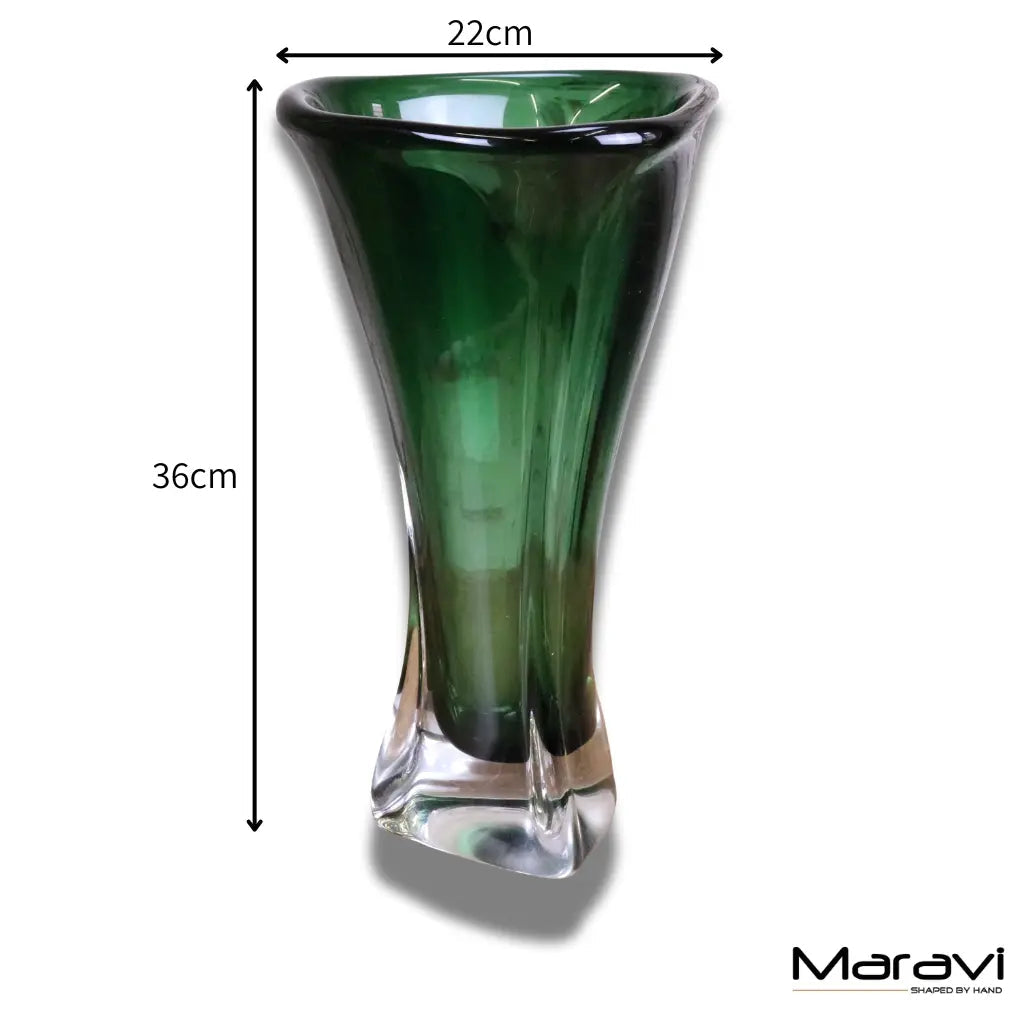 Kesira Luxury Tall Green Glass Vase