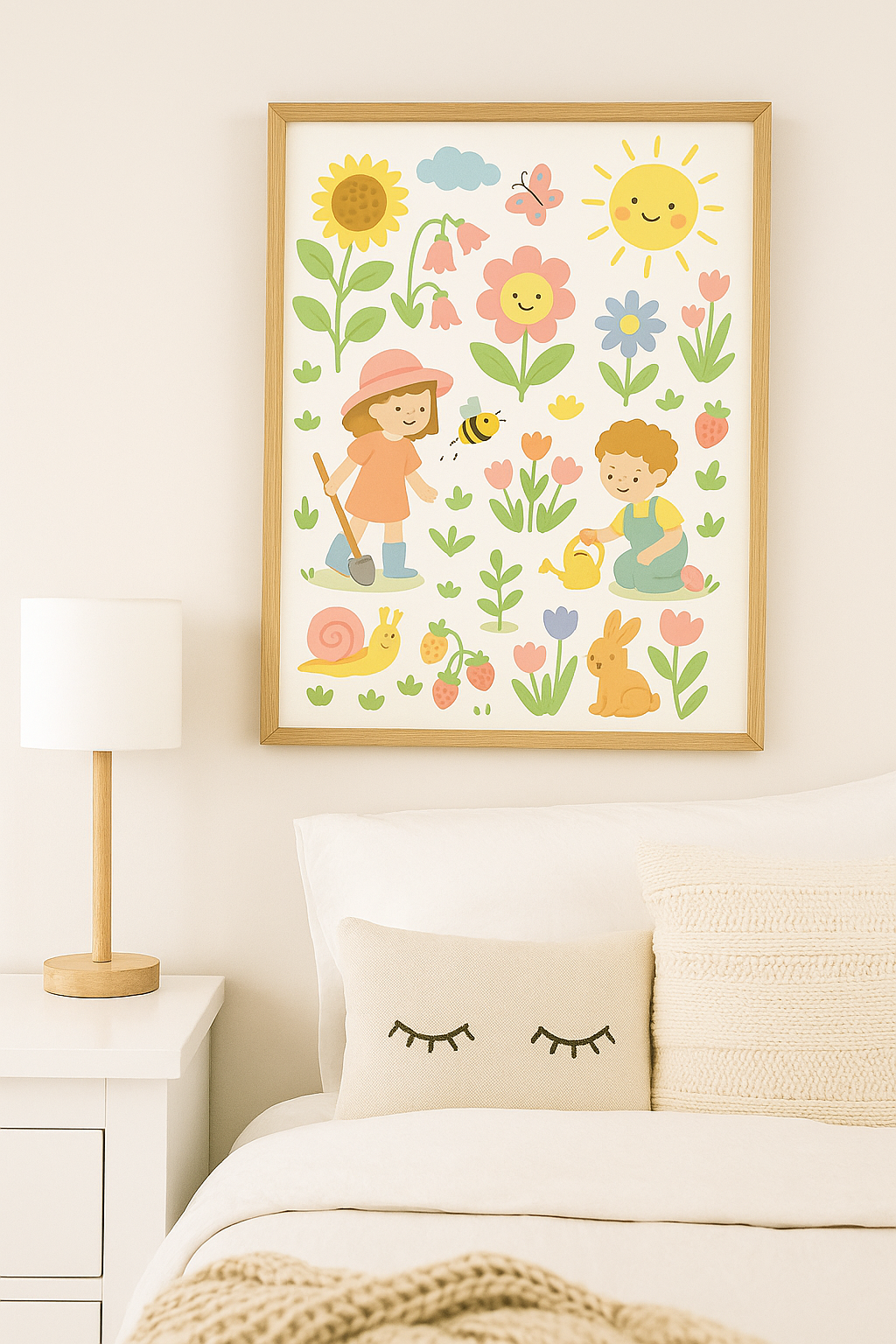 Kids Gardening Fun – Colourful Nature-Themed Wall Art for Children’s Bedrooms