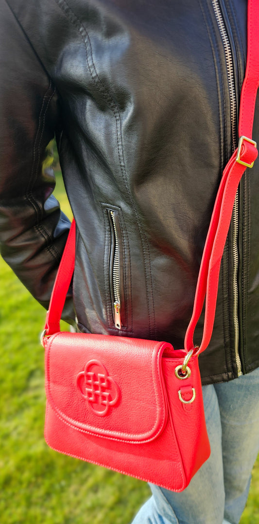 SADDLER EMMA Real Leather Designer Flapover Handbag with Ring Detail