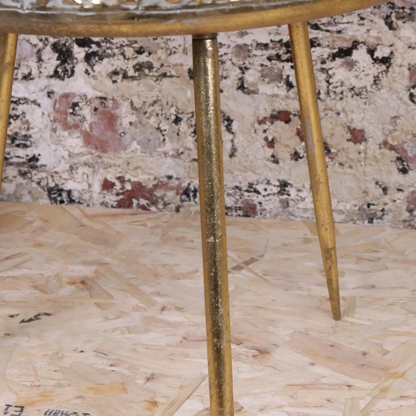 Kovalam Bowl Style Antiqued Gold Side Table