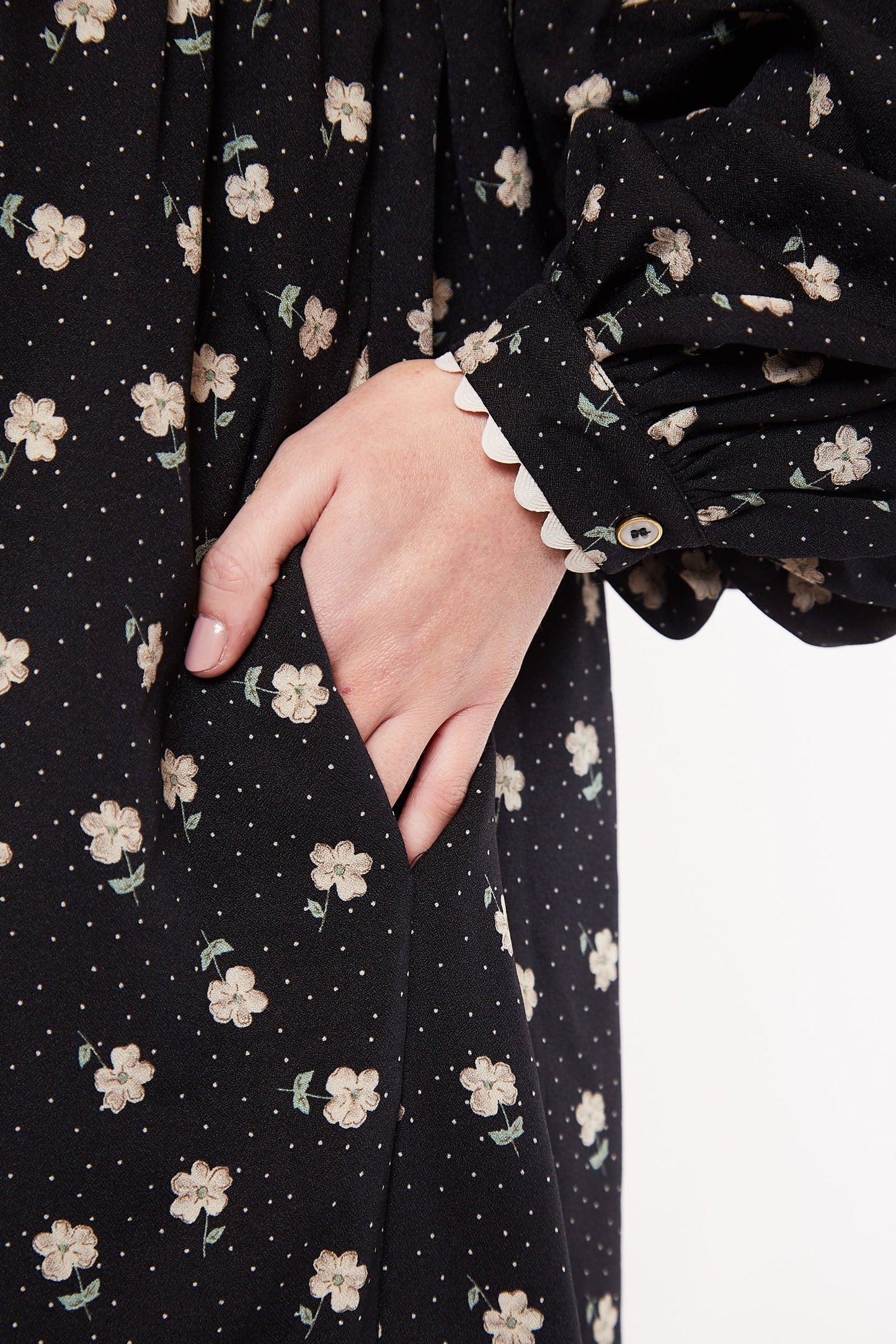 Louche Lilianne Anemone Print Mini Tiered Long Sleeve Dress