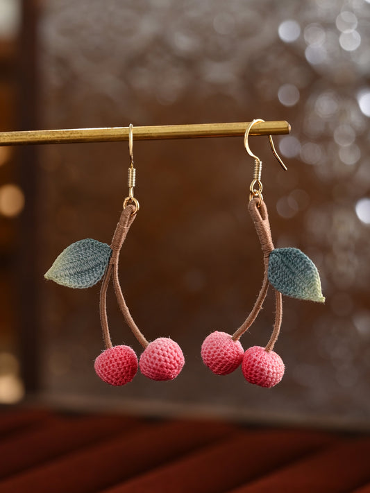 Dainty Cherry Blossom Micro-Crochet Earrings