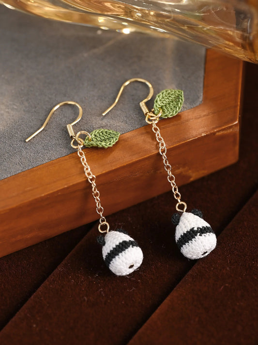 Chubby Panda Micro Crochet Earrings – Tiny Handmade Bears Too Cute to Resist