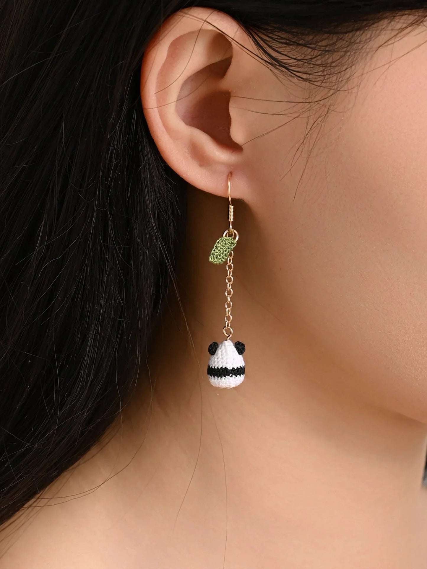 Chubby Panda Micro Crochet Earrings – Tiny Handmade Bears Too Cute to Resist