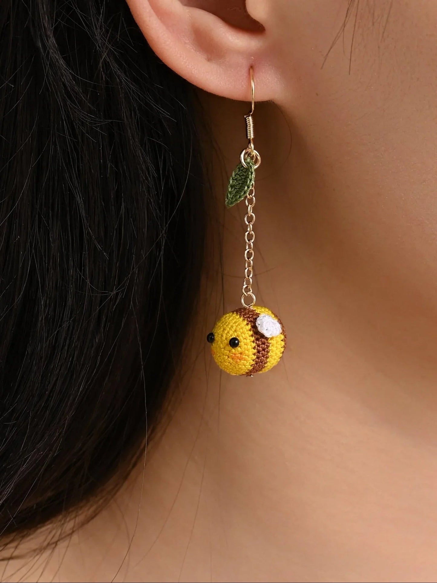 Cutest Tiny Bee Micro Crochet Earrings – Hand-Stitched Buzzing Honey Bees