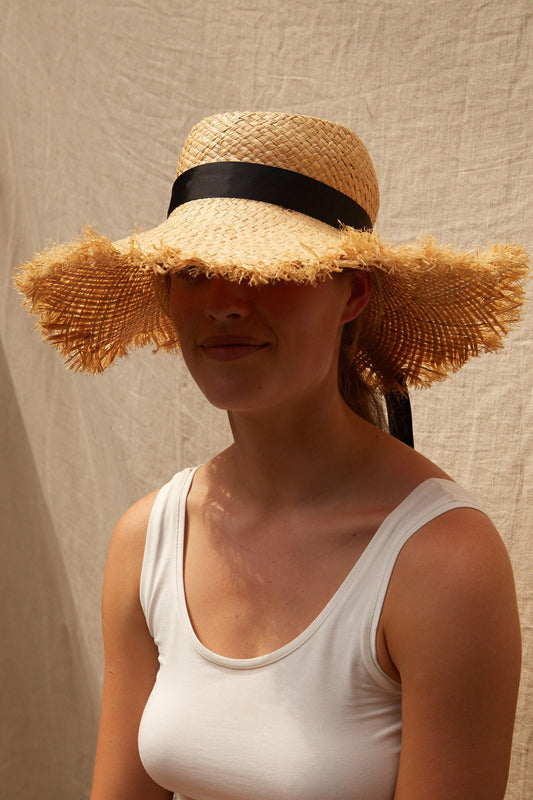 Louche Lorraine Wide Brimmed Ribboned Straw Hat
