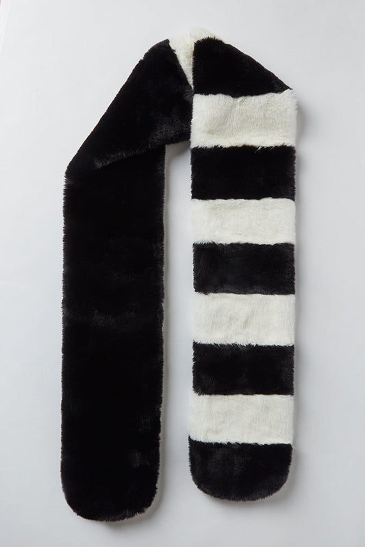 Lotan Black and White Faux Fur Scarf