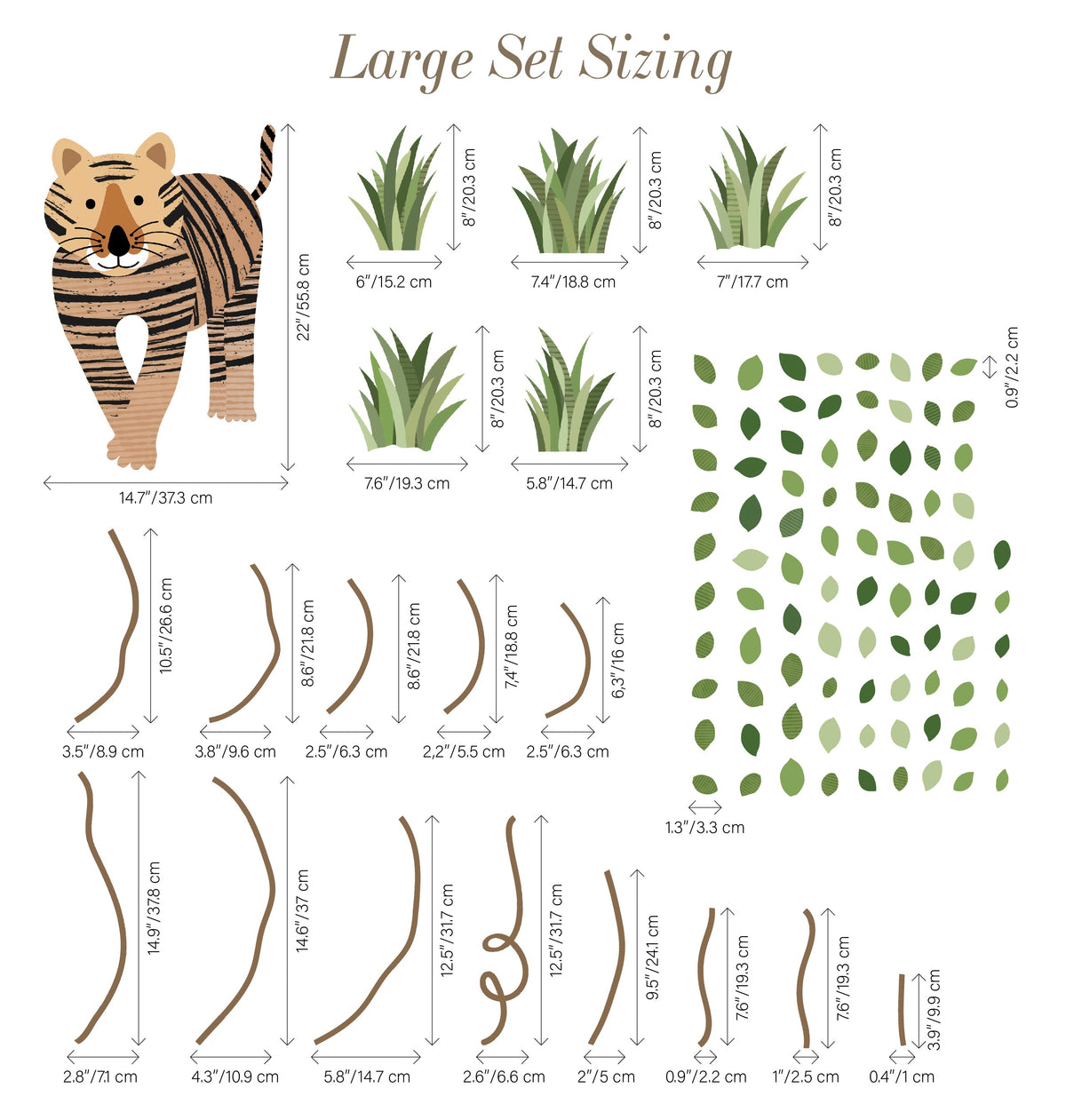 Large Safari Animals & Monkeys Wall Decals | Front-Facing Style | Jungle Nursery