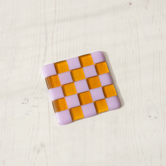 Lavender & Transparent Amber Coaster - Bullseye Collection