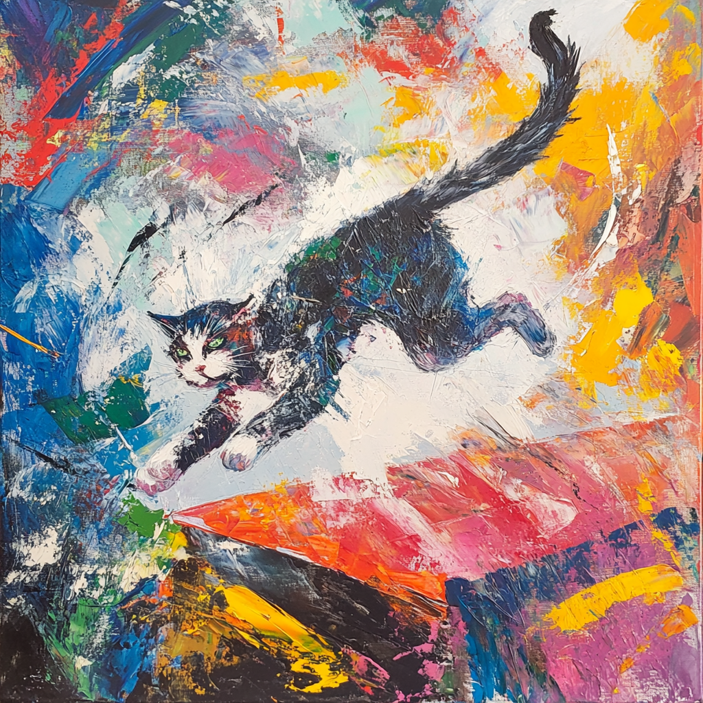 Leaping Cat Canvas