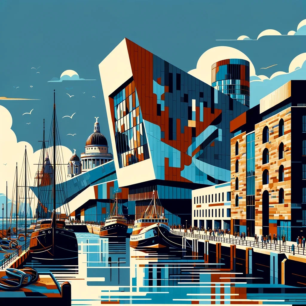 Liverpool Merseyside Maritime Modernism Cotton Cushion