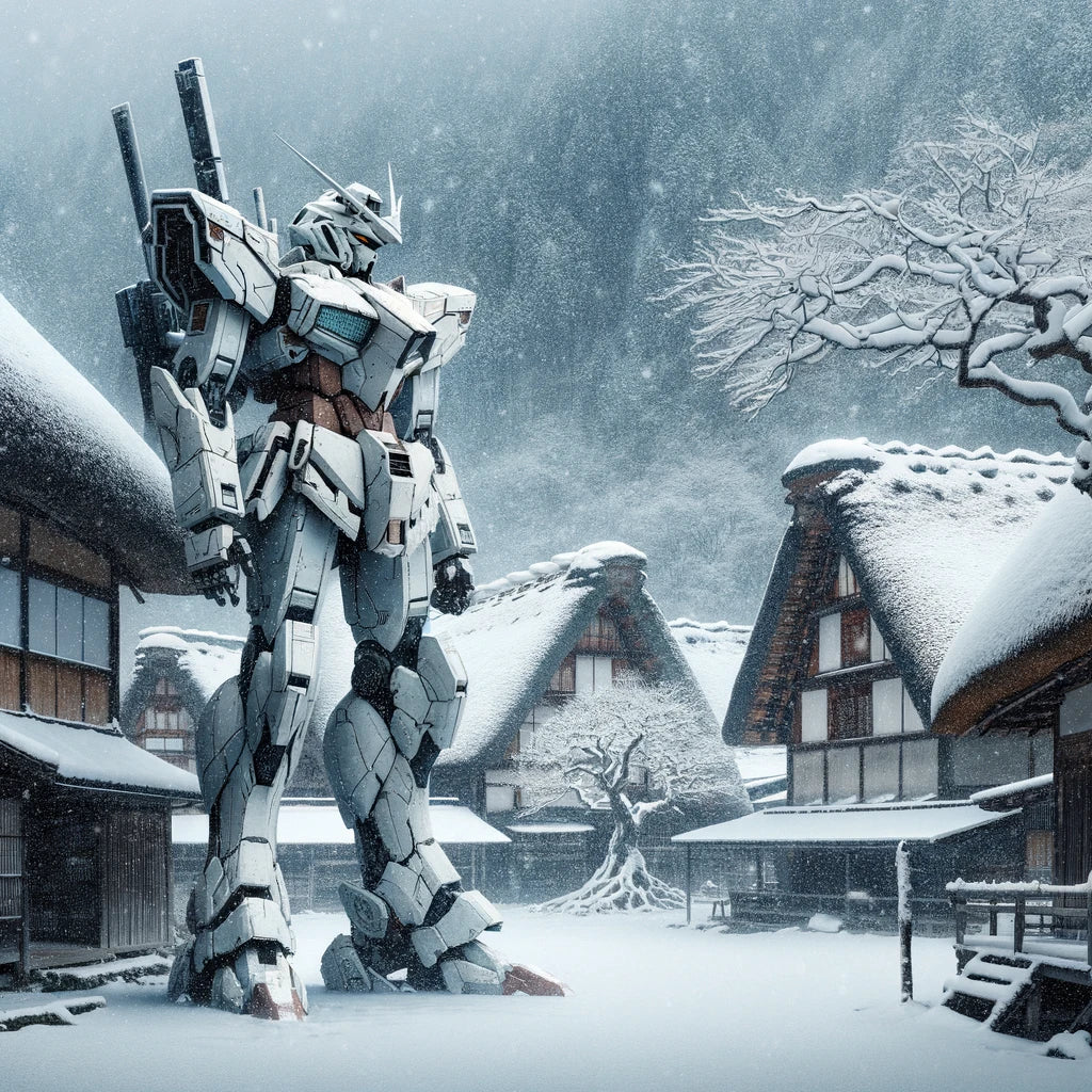 Lost Mecha in Snow Cotton Cushion