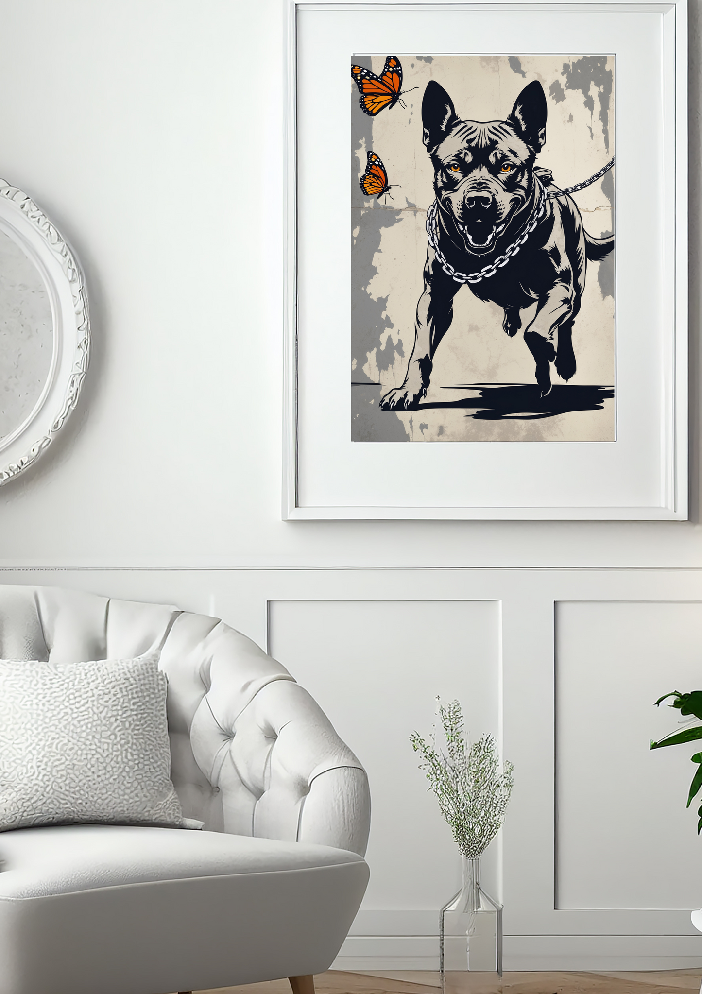Pit Bull & Monarchs – Urban Strength Meets Nature Print