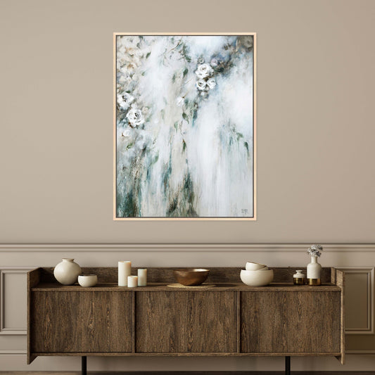 Cascade II Portrait Framed Printed Canvas