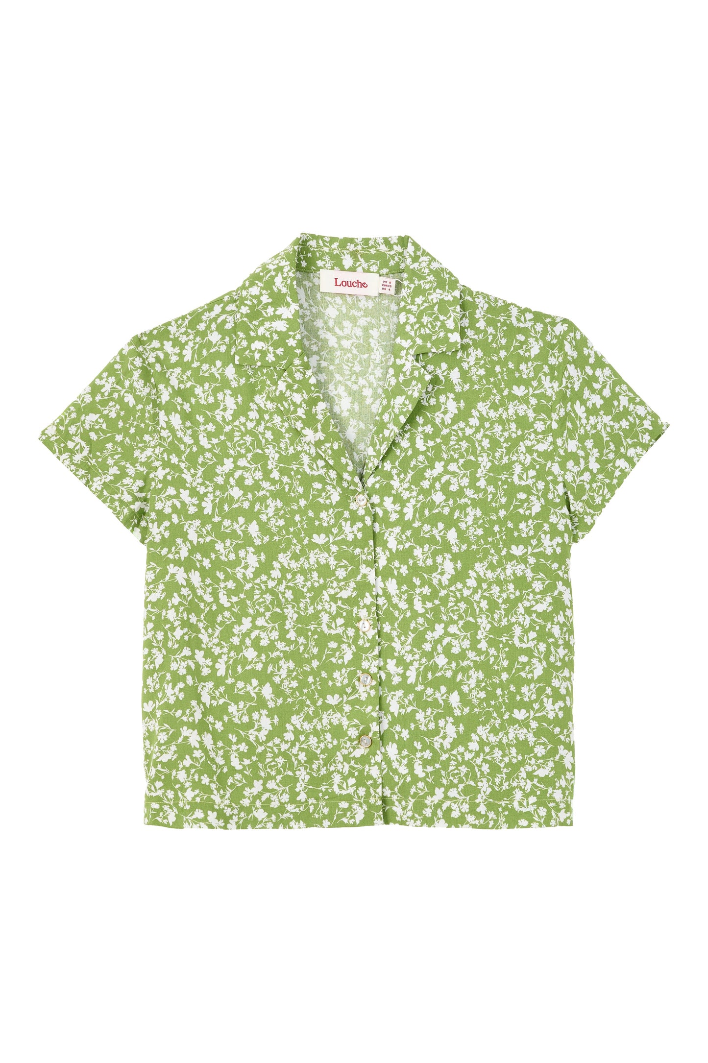 Marika Negative Floral Print Short Sleeve Shirt - Green