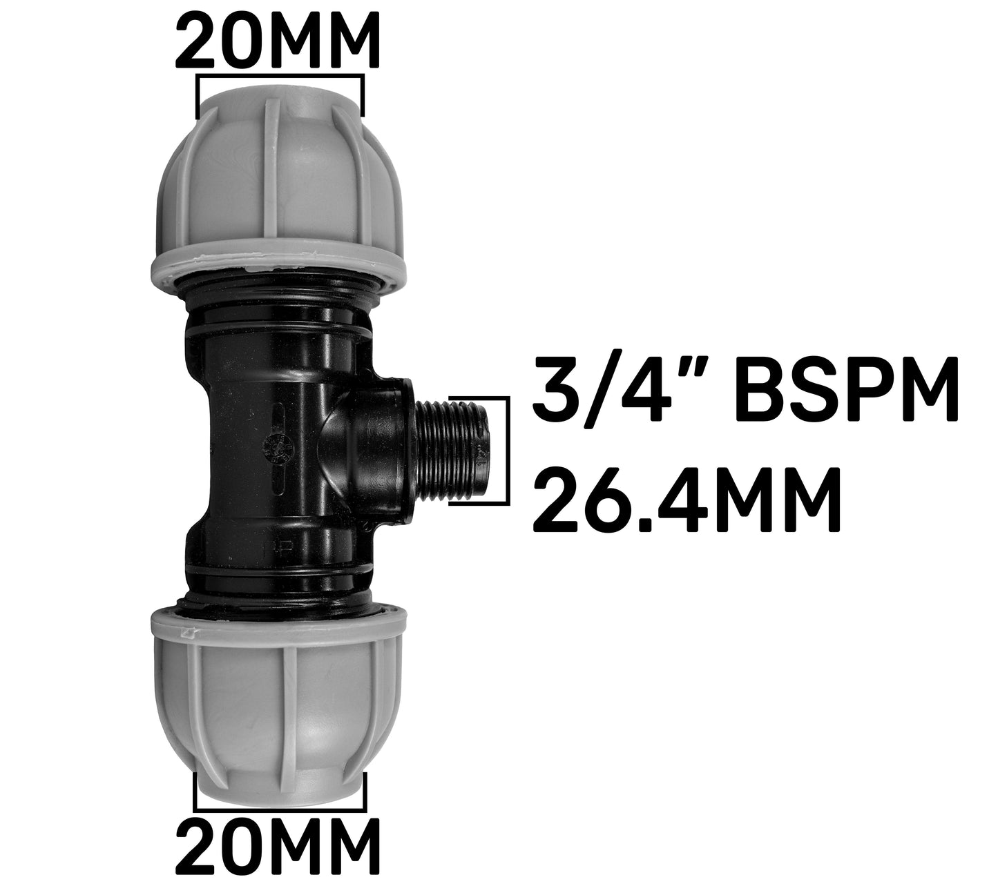 IBC 2” S60X6 Cap with Large Plastic Valve and MDPE Tee 20mm