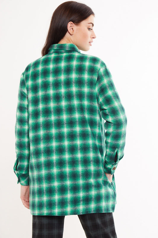Louche Meriam Check Shacket Green