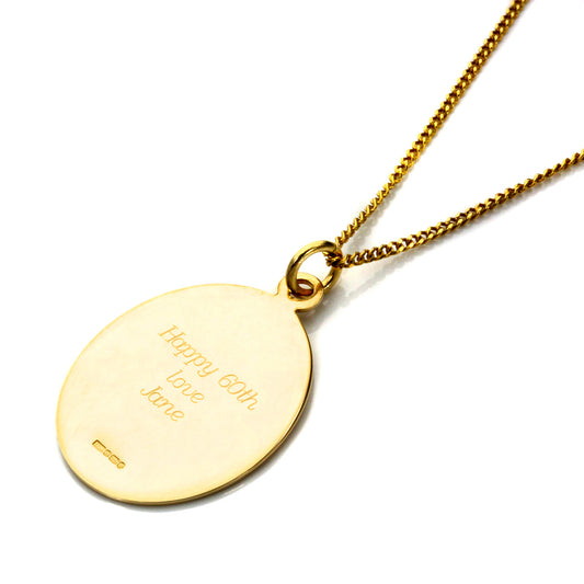 9ct Gold Oval Saint Christopher Pendant Necklace 16 - 20 Inches