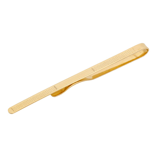Slim 9ct Gold Engine Turned Tie Slide