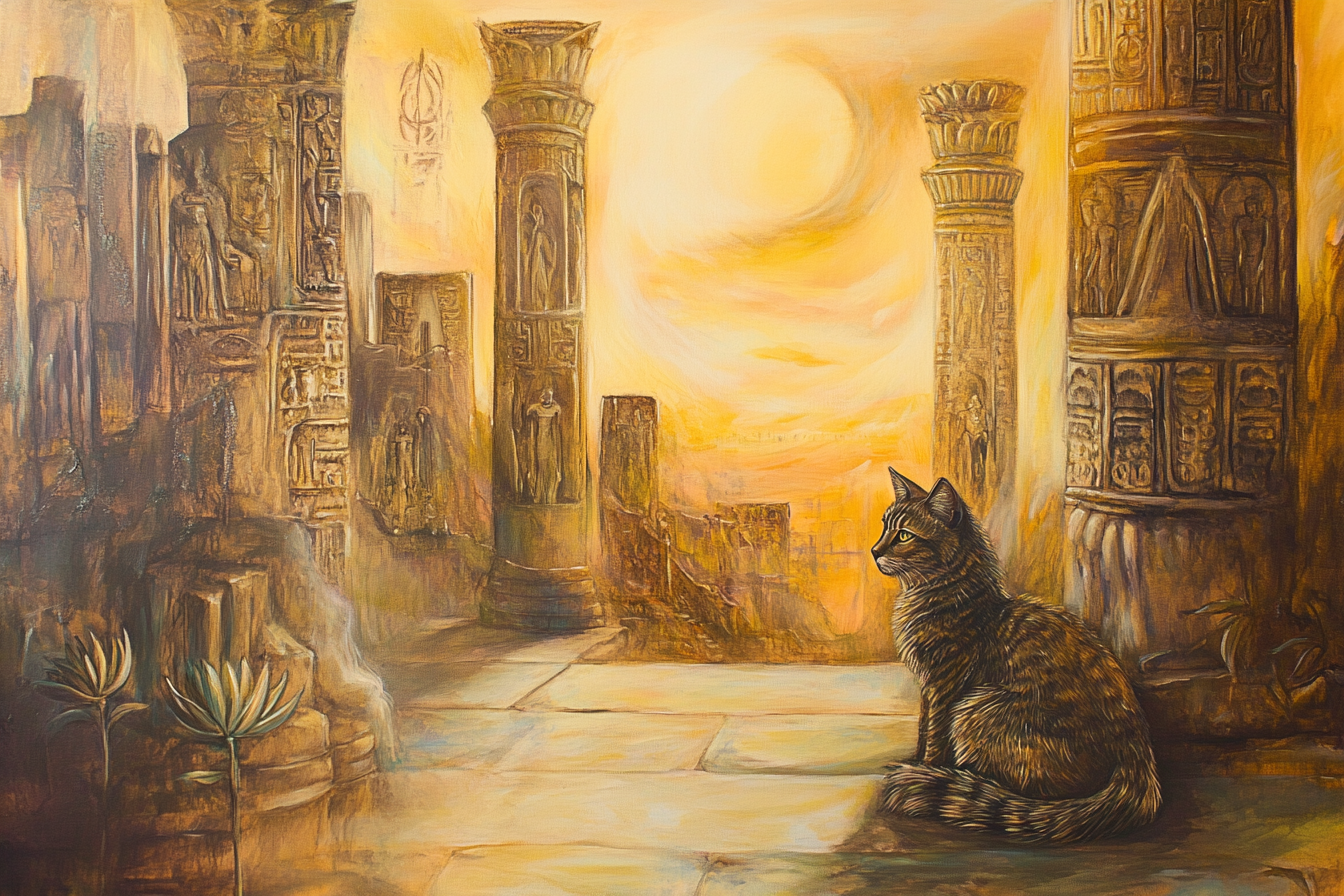 Majestic Feline Temple Canvas