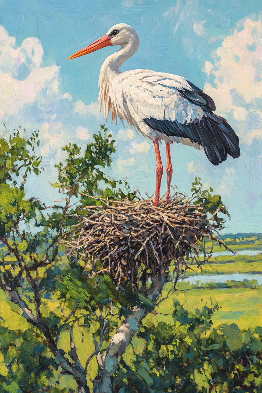 Majestic Stork's Nest Canvas