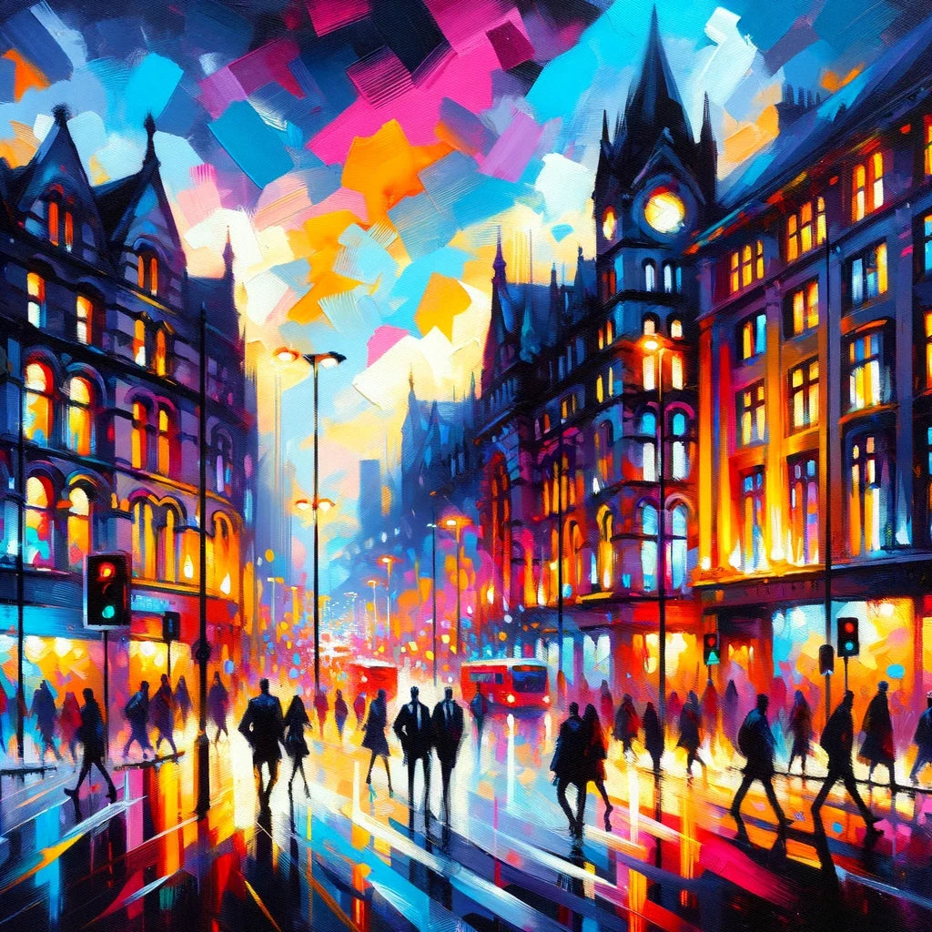 Manchester Oxford Road Twilight Cotton Cushion