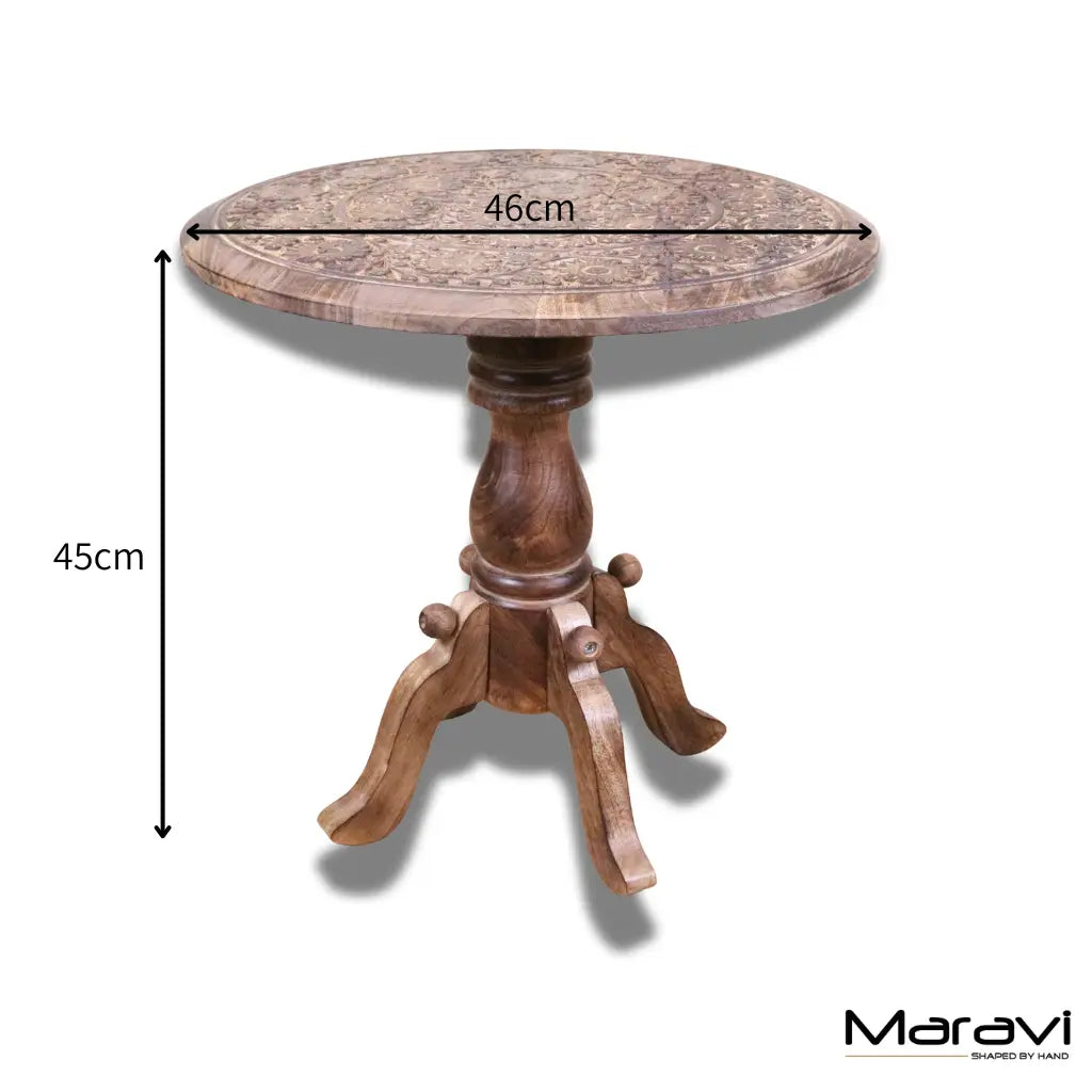 Manka Round Wooden Pedestal Side Table