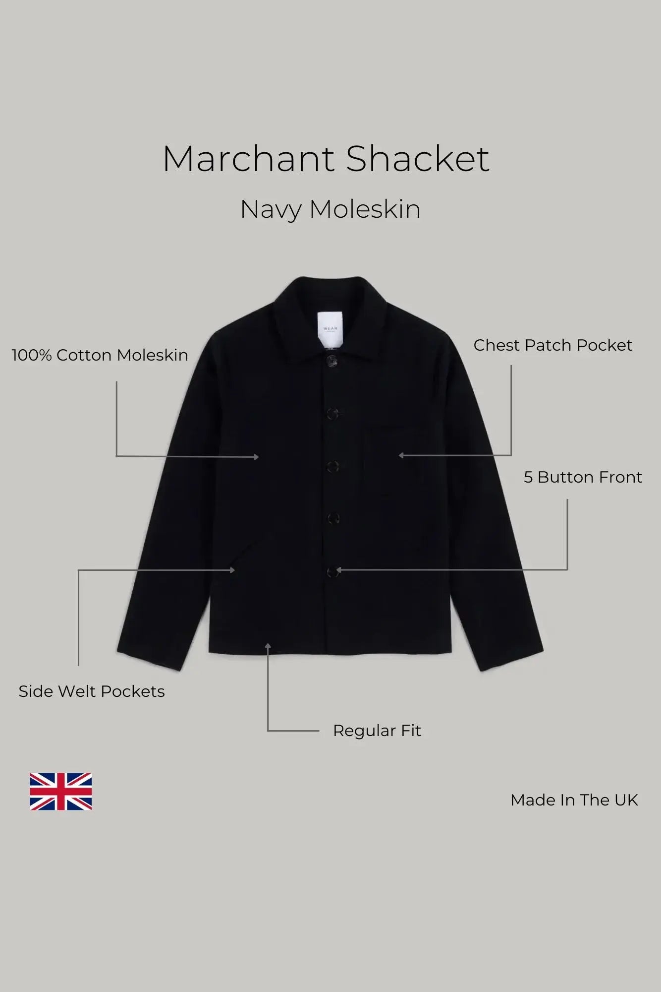 Marchant Jacket - Navy Moleskin