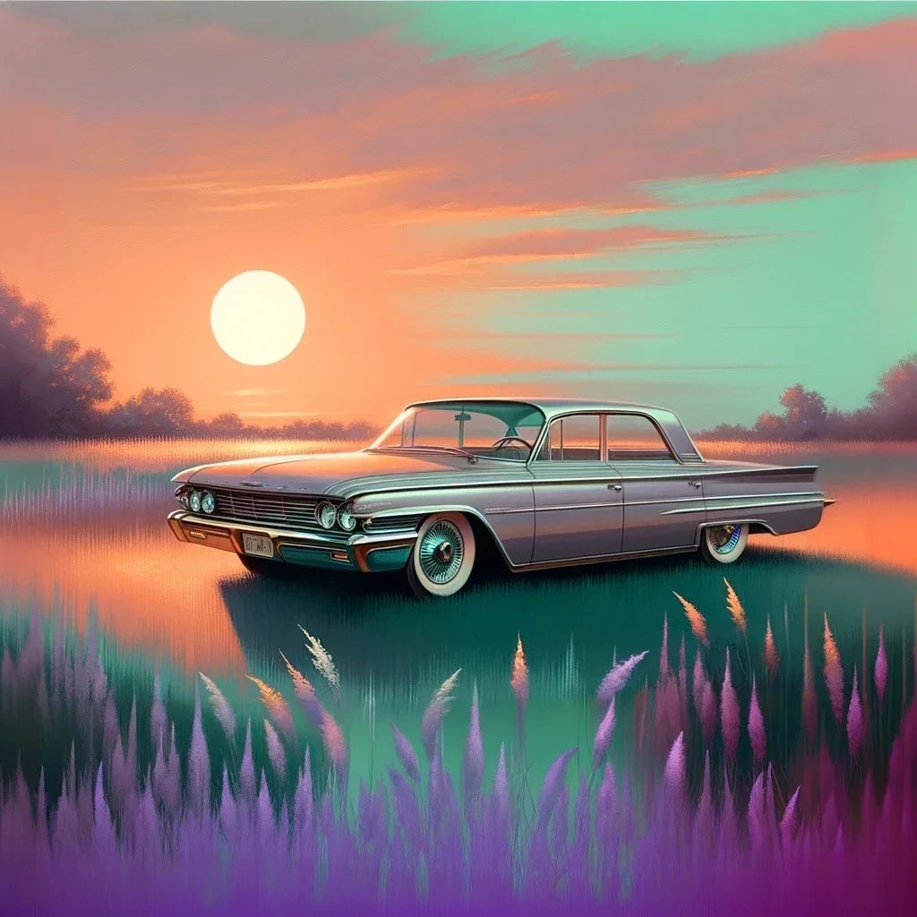 Meadow Sunset Drive Cotton Cushion