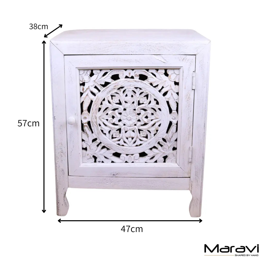 Mehira Mango Wood Bedside Cabinet Antique White