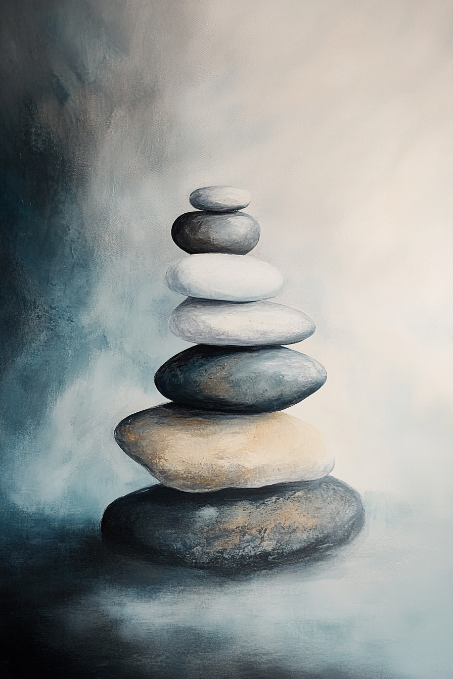 Melancholic Zen Stones Canvas