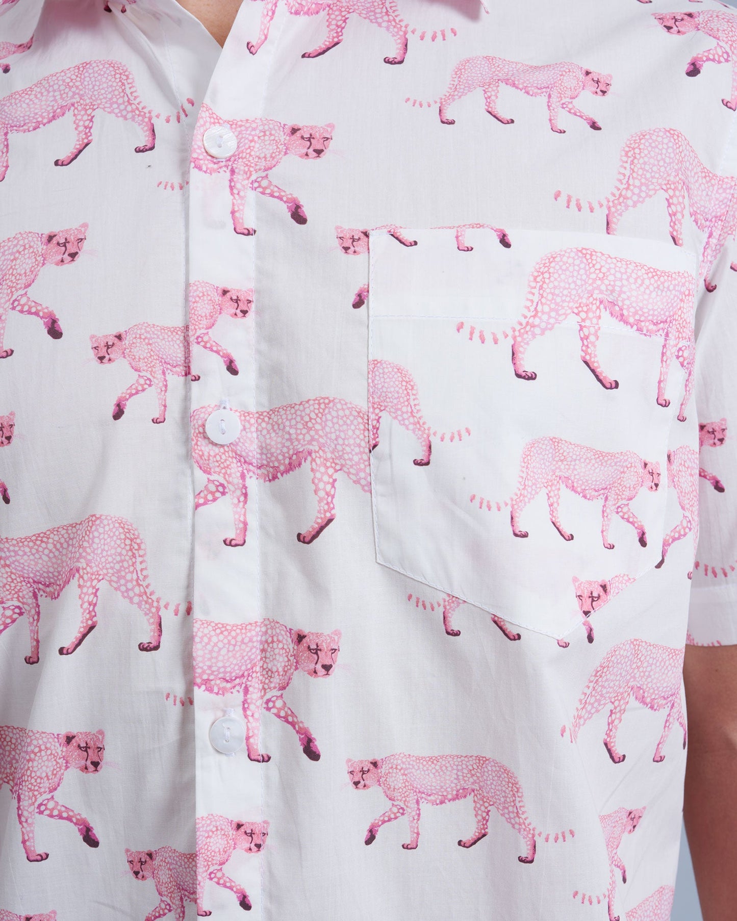 Mens Holiday Shirt - Pink Cheetahs