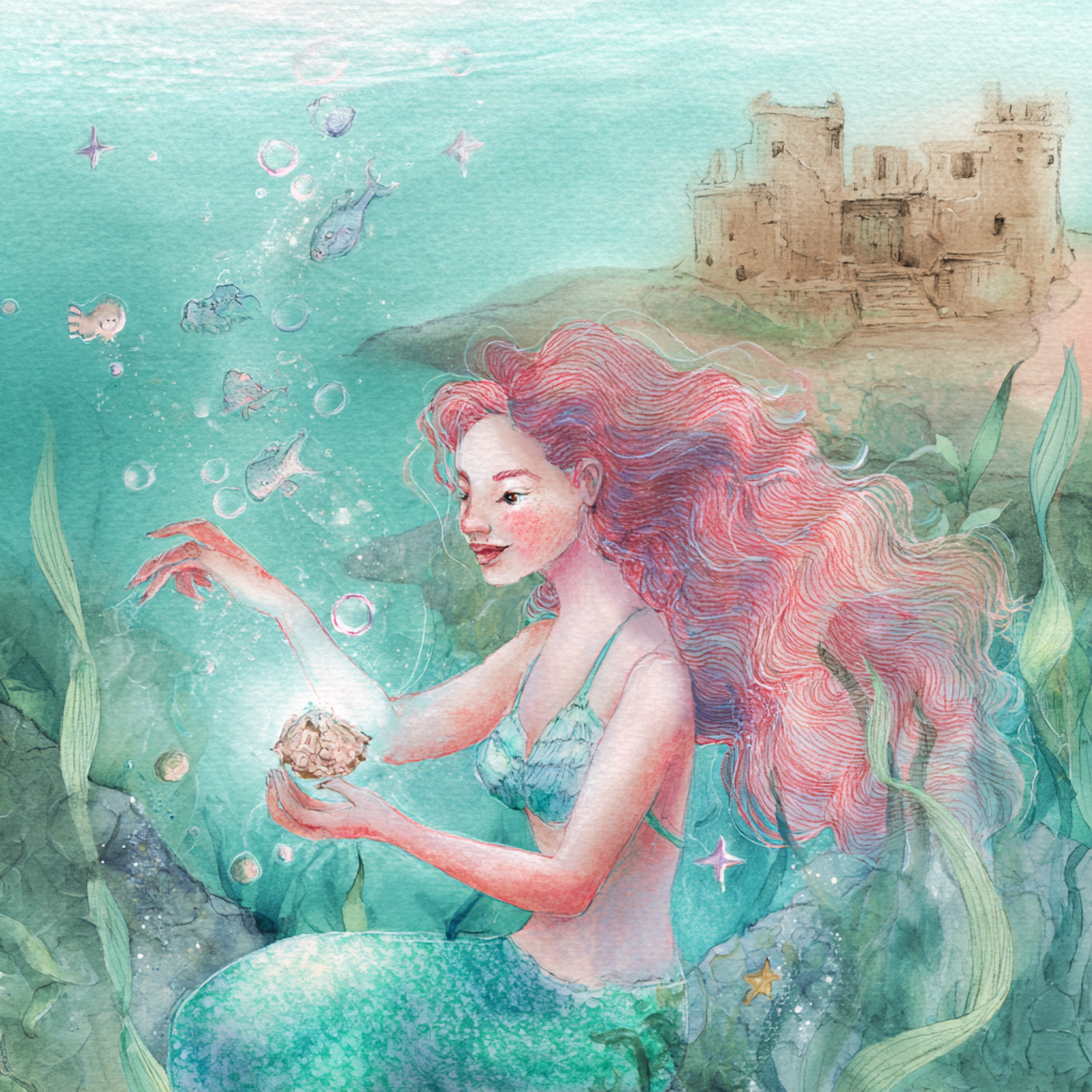 Mermaid Treasure Castle Canvas