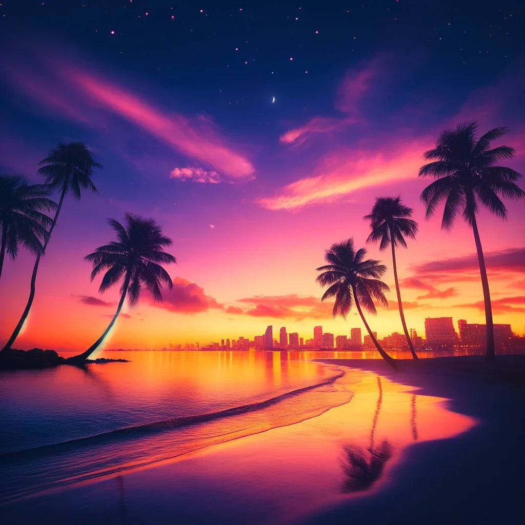 Miami Sunset Serenity Cotton Cushion