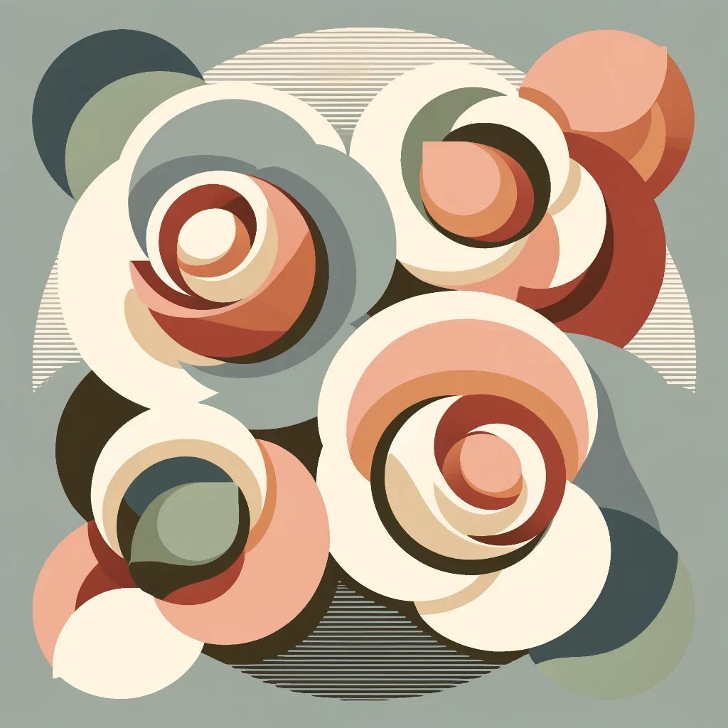 Mid-Century Modern Rose Symphony Canvas