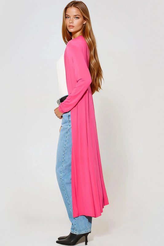 Fuchsia Jersey Longline Cardigan