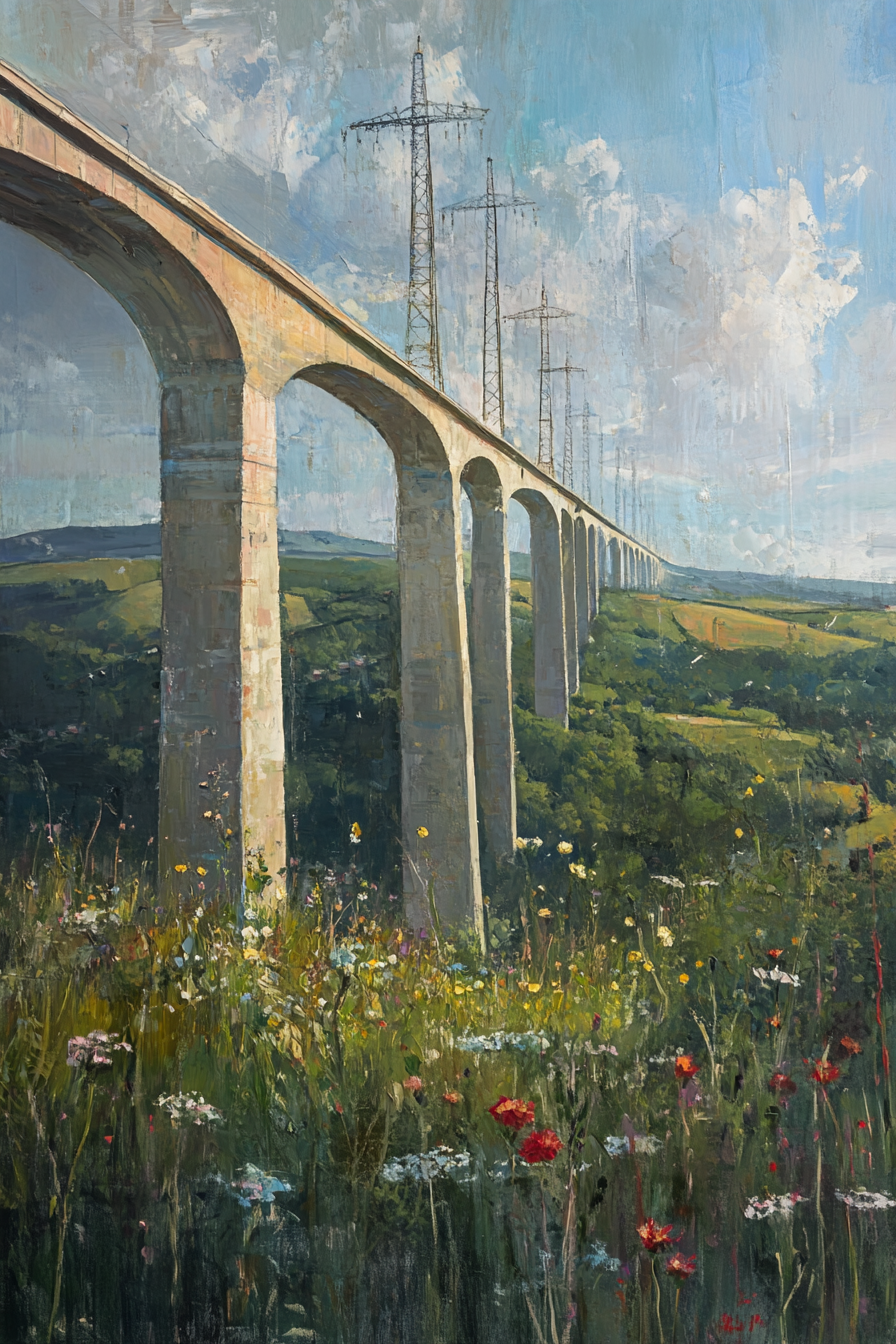 Millau Viaduct Impressionist Canvas